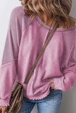Exposed Seam Long Sleeve Sweatshirt - Trendsi - Flyclothing LLC