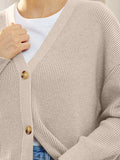 Button Down V-Neck Long Sleeve Cardigan - Trendsi - Flyclothing LLC