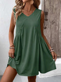 Ivy Lane Ruched V-Neck Sleeveless Mini Dress - Trendsi - Flyclothing LLC