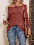 Off-Shoulder Long Sleeve T-Shirt - Trendsi - Flyclothing LLC