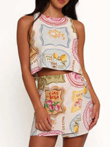 Printed Tank and Skort Two-Piece Set - Trendsi - Flyclothing LLC