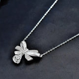 2 Carat Moissanite 925 Sterling Silver Bowknot Necklace - Trendsi - Flyclothing LLC