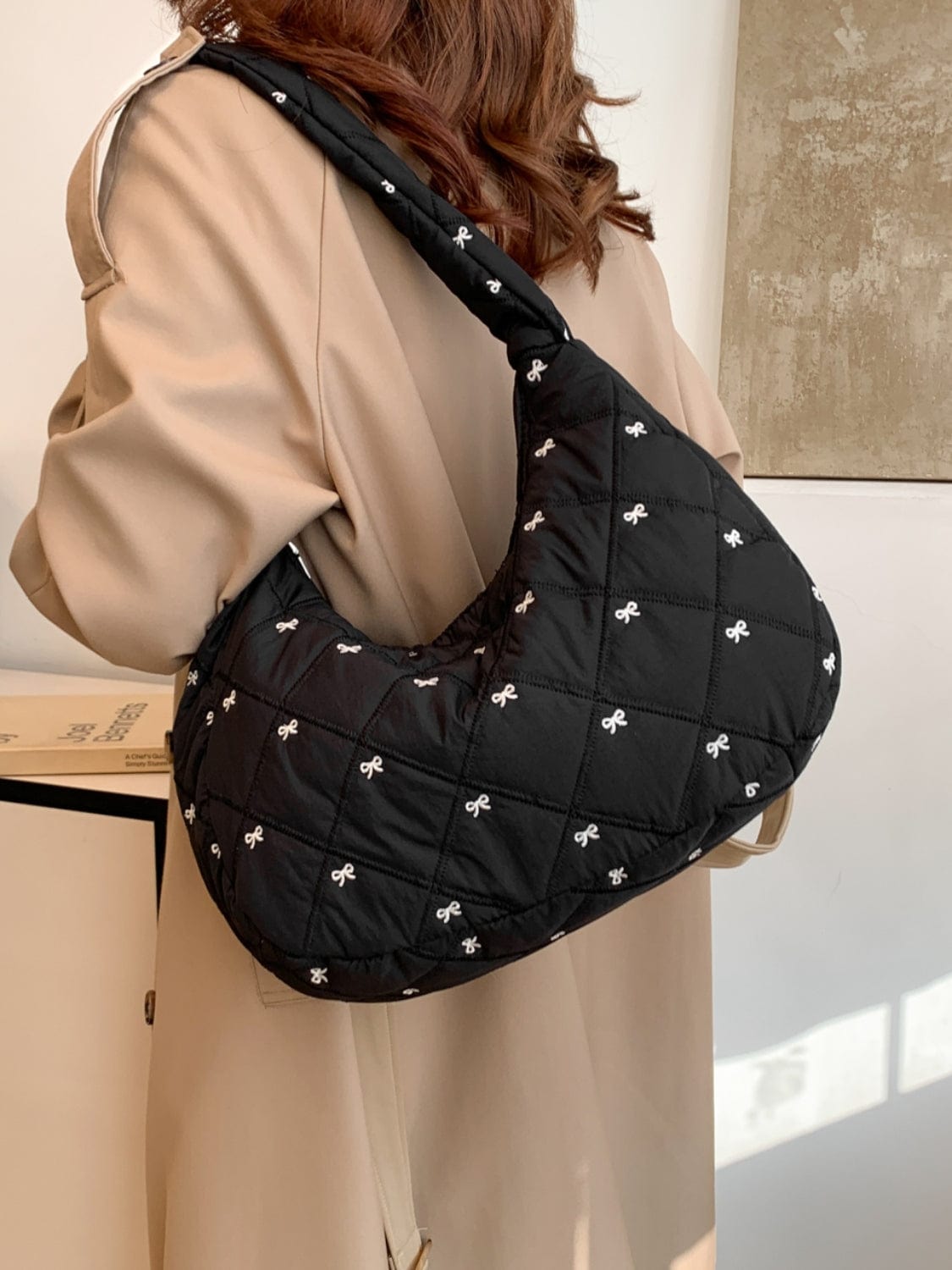 Bow Polyester Shoulder Bag - Trendsi
