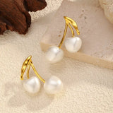 Pearl Cherry Drop Earrings - Trendsi - Flyclothing LLC