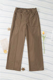 Half Elastic Waist Straight Pants - Trendsi - Flyclothing LLC