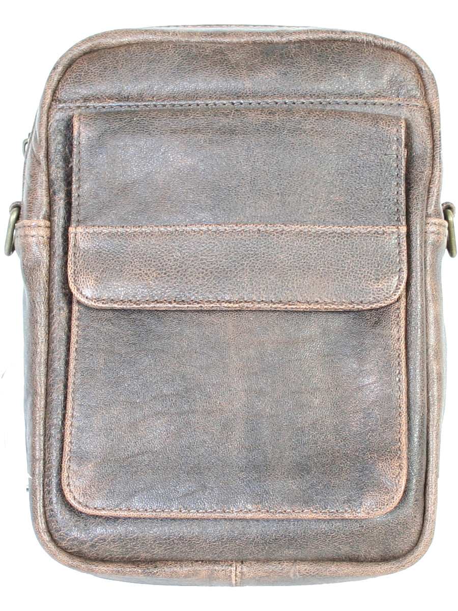 Scully Leather Aerosquadron Collection Leather Walnut Man Bag W/Shoulder Strap - Scully Leather - Flyclothing LLC
