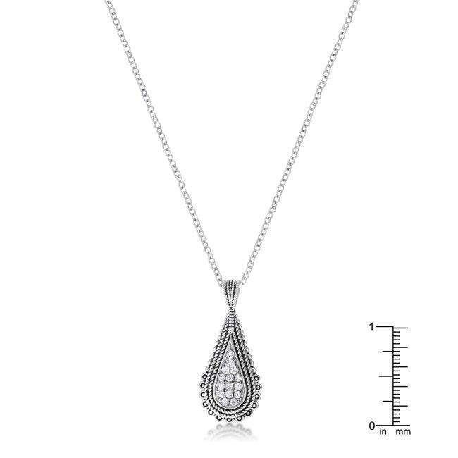 .37 Ct Tear Drop Rhodium Pendant Necklace with CZ - JGI - Flyclothing LLC