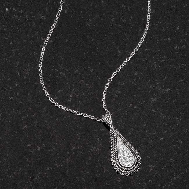 .37 Ct Tear Drop Rhodium Pendant Necklace with CZ - JGI - Flyclothing LLC