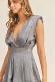 MABLE Draped Romper with Pleated Shoulder Pad Detail - Trendsi - Flyclothing LLC