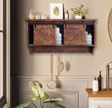 Rustic Wooden Shelf With Barn Door Storage And Hooks - Homeroots - Flyclothing LLC