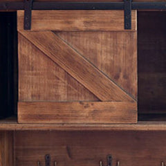 Rustic Wooden Shelf With Barn Door Storage And Hooks - Homeroots