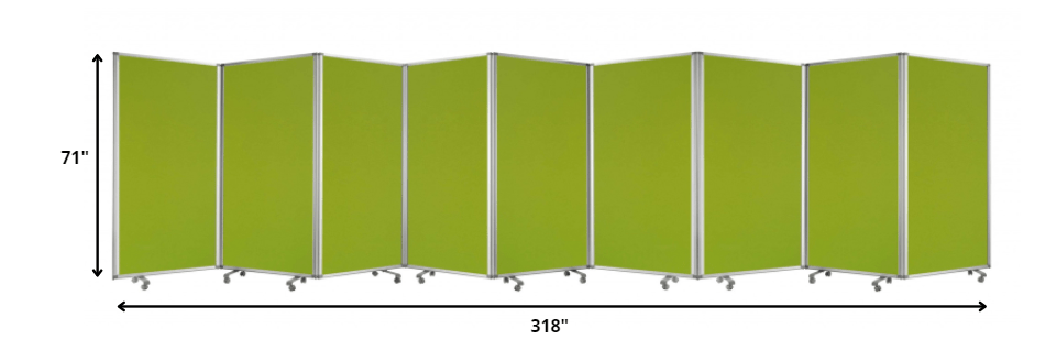 318" X 1" X 71" Green, Metal, 9 Panel, Screen