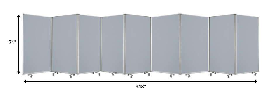 318" X 1" X 71" Metal, Grey, 9 Panel, Screen - Homeroots