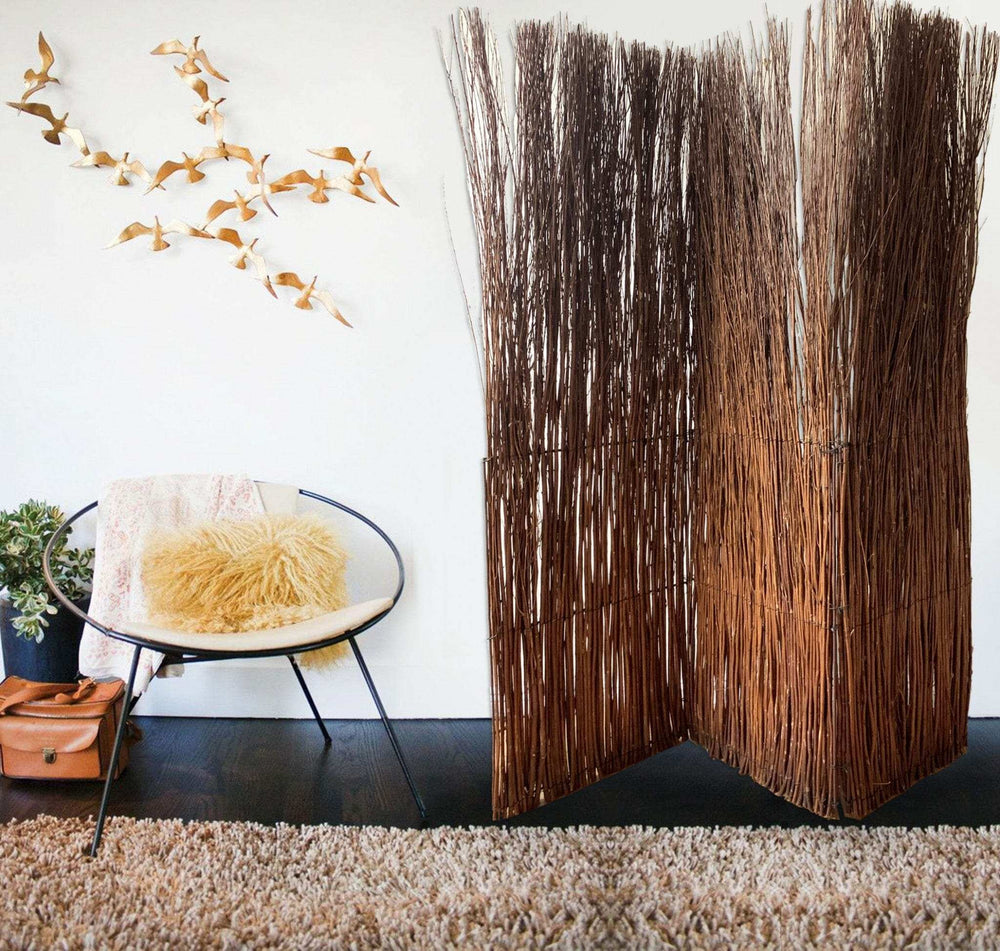 7' Rustic Willow Branch Three Panel Room Divider Screen - Homeroots - Flyclothing LLC