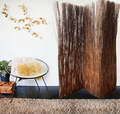 7' Rustic Willow Branch Three Panel Room Divider Screen