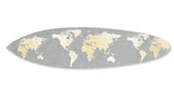 76" X 18" X 1" Grey And Gold World Map Surfboard Wall Art - Homeroots - Flyclothing LLC