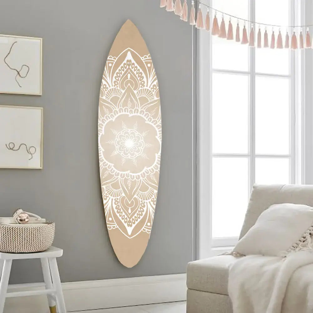 76" X 18" X 1" Wood and Tan Tranquility Surfboard Wall Art - Homeroots - Flyclothing LLC