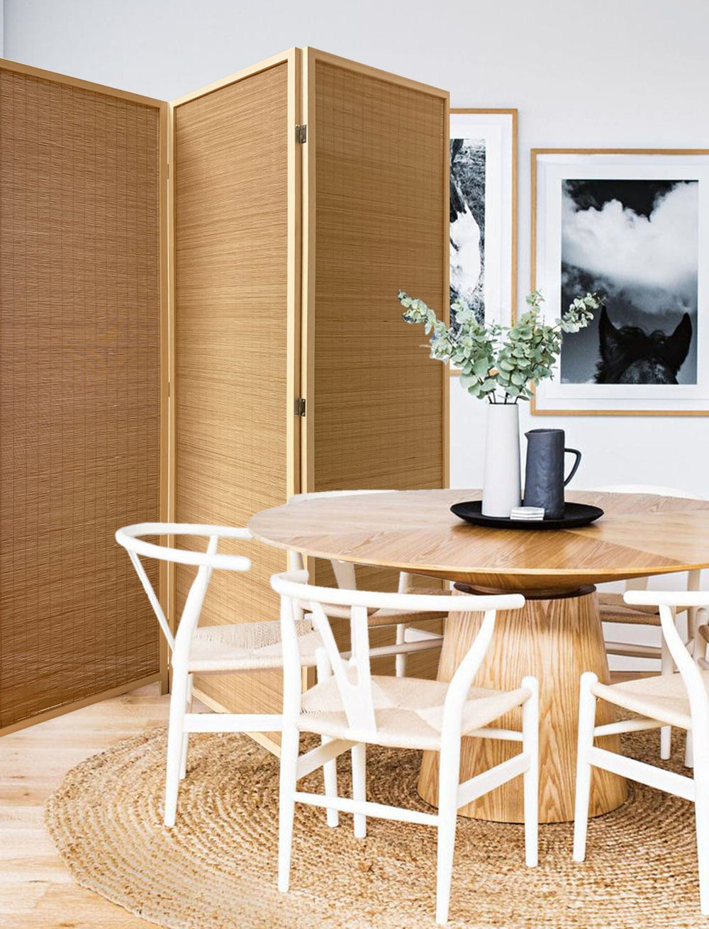 6" Light Bamboo 3 Panel Room Divider Screen - Homeroots - Flyclothing LLC