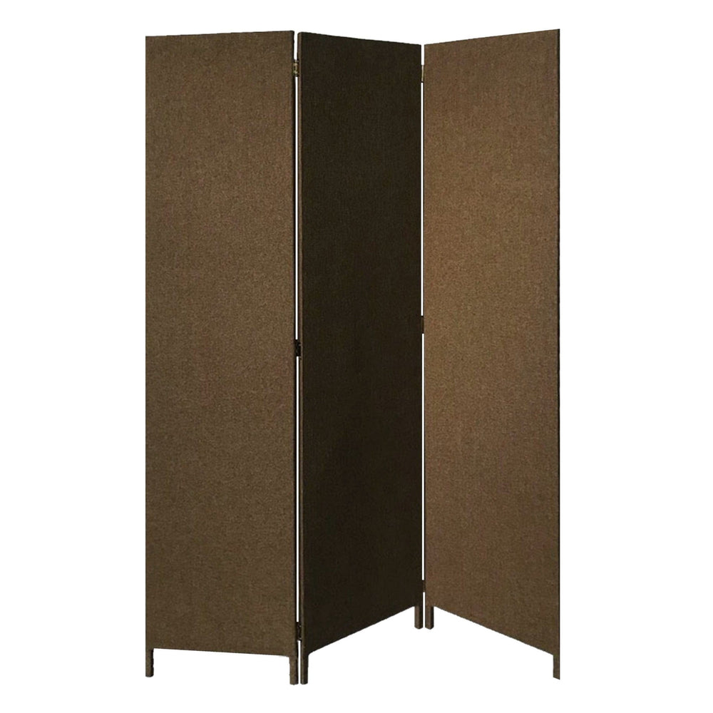Brown Upholstered 3 Panel Room Divider Screen - Homeroots