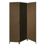 Brown Upholstered 3 Panel Room Divider Screen - Homeroots