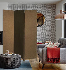 Brown Upholstered 3 Panel Room Divider Screen - Homeroots