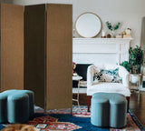 Brown Upholstered 3 Panel Room Divider Screen - Homeroots - Flyclothing LLC