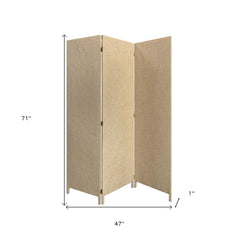 Beige Upholstered 3 Panel Room Divider Screen