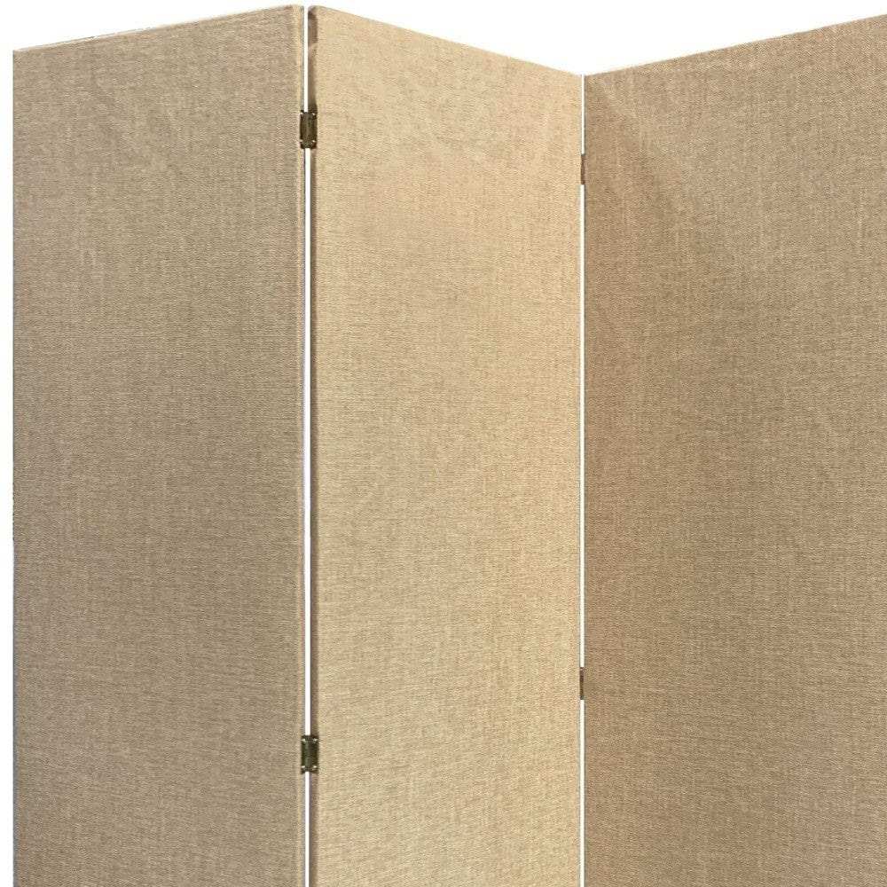 Beige Upholstered 3 Panel Room Divider Screen - Homeroots - Flyclothing LLC