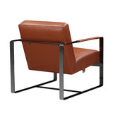28" Camel And Black Genuine Leather Arm Chair - Homeroots - Flyclothing LLC