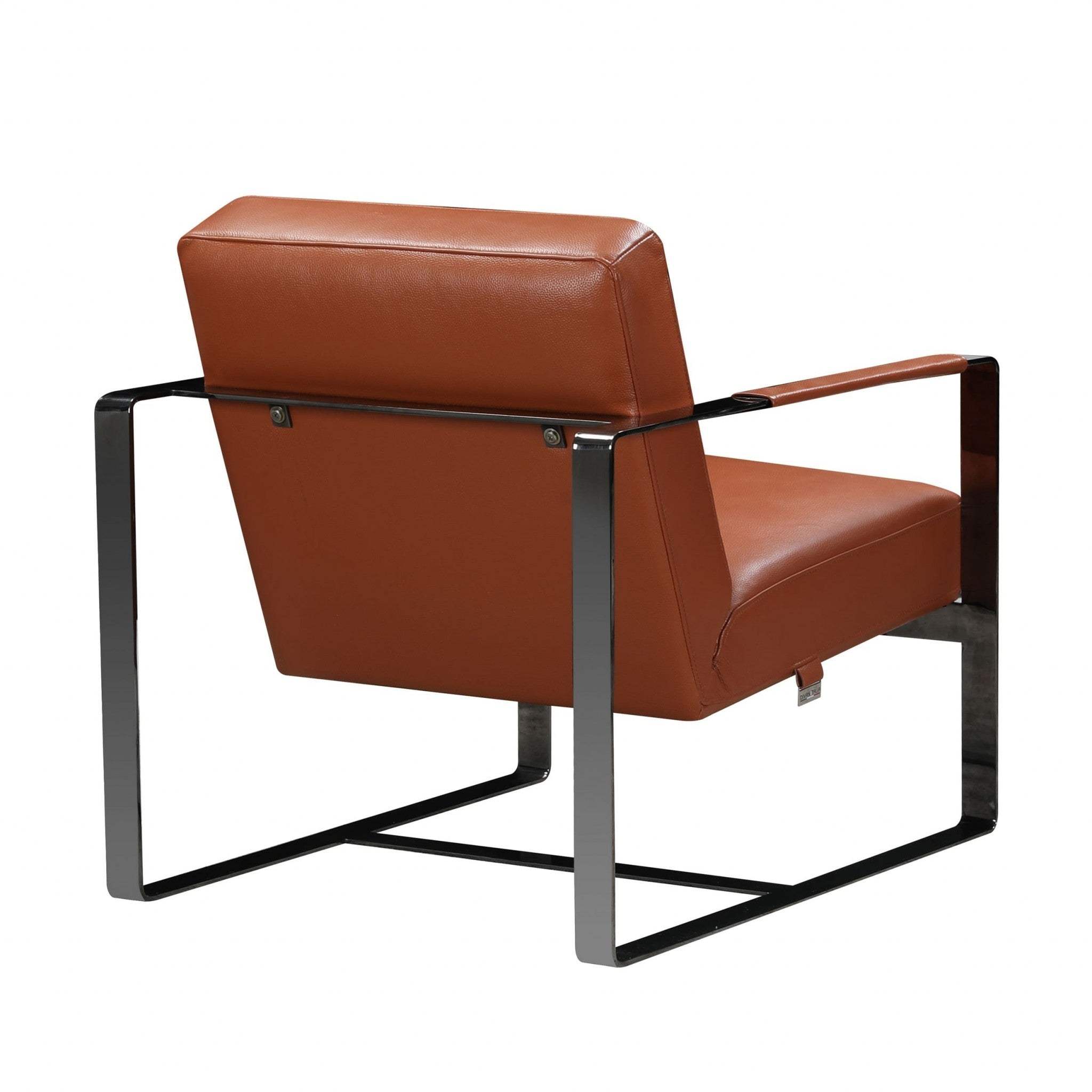 28" Camel And Black Genuine Leather Arm Chair - Homeroots - Flyclothing LLC