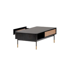 47" Black And Brown Solid Wood And Steel Coffee Table With Drawer And Shelf - Homeroots
