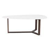 48" White And Brown Wood Triangle Coffee Table - Homeroots
