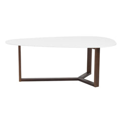 48" White And Brown Wood Triangle Coffee Table - Homeroots