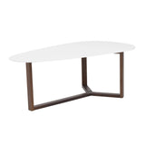 48" White And Brown Wood Triangle Coffee Table - Homeroots