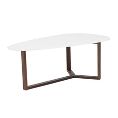 48" White And Brown Wood Triangle Coffee Table - Homeroots