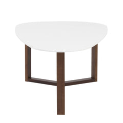 48" White And Brown Wood Triangle Coffee Table - Homeroots