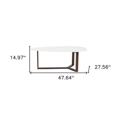 48" White And Brown Wood Triangle Coffee Table - Homeroots