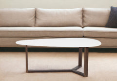 48" White And Brown Wood Triangle Coffee Table - Homeroots