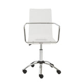 White Clear and Silver Adjustable Swivel Plastic Rolling Conference Office Chair - Homeroots