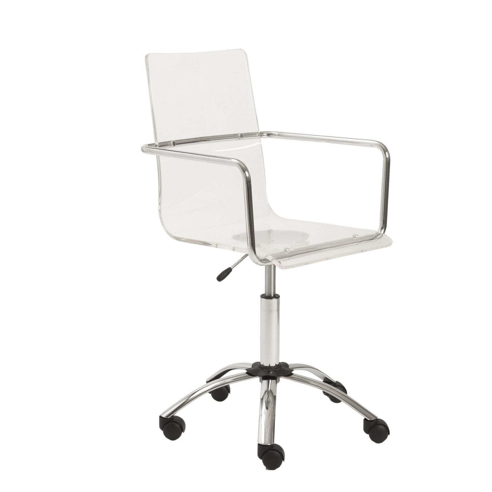 White Clear and Silver Adjustable Swivel Plastic Rolling Conference Office Chair - Homeroots - Flyclothing LLC