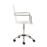 White Clear and Silver Adjustable Swivel Plastic Rolling Conference Office Chair - Homeroots