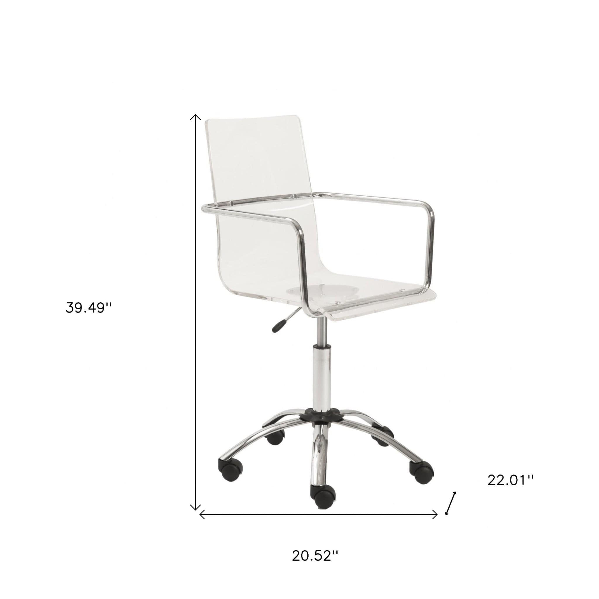White Clear and Silver Adjustable Swivel Plastic Rolling Conference Office Chair