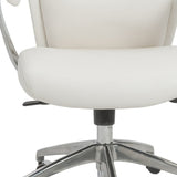 White and Silver Adjustable Swivel Faux Leather Rolling Executive Office Chair - Homeroots