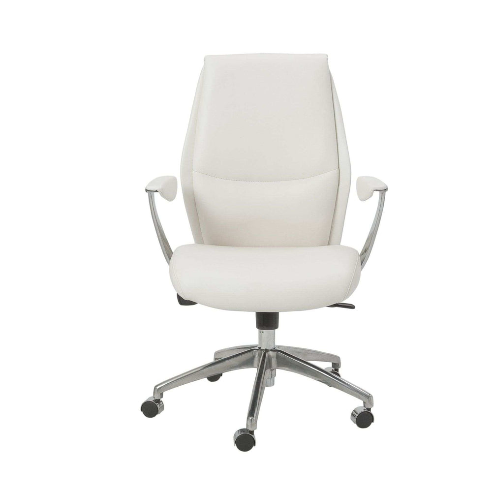White and Silver Adjustable Swivel Faux Leather Rolling Executive Office Chair - Homeroots - Flyclothing LLC