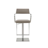 21 " Taupe And Silver Stainless Steel Bar Chair - Homeroots