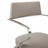 21 " Taupe And Silver Stainless Steel Bar Chair - Homeroots - Flyclothing LLC