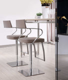 21 " Taupe And Silver Stainless Steel Bar Chair - Homeroots - Flyclothing LLC