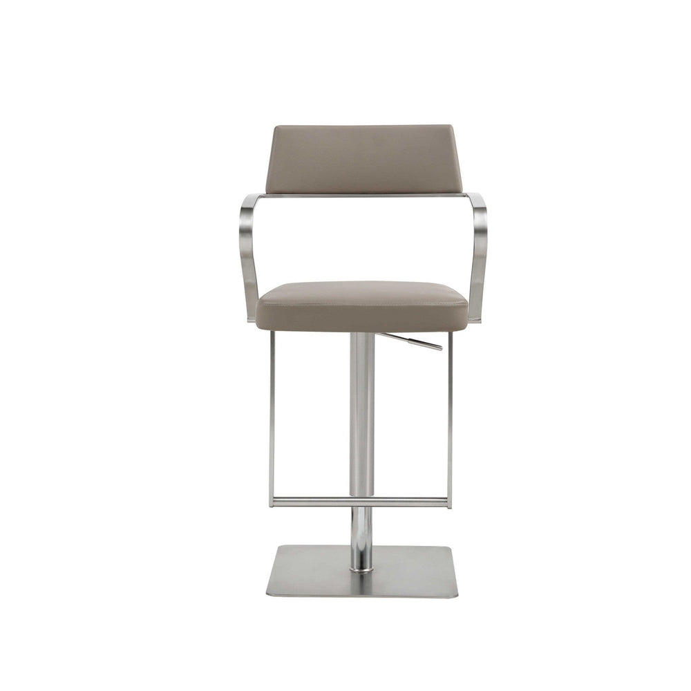 21 " Taupe And Silver Stainless Steel Bar Chair - Homeroots - Flyclothing LLC
