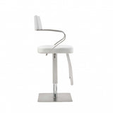 21 " White And Silver Stainless Steel Bar Chair - Homeroots