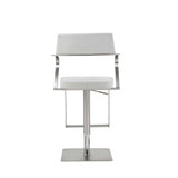 21 " White And Silver Stainless Steel Bar Chair - Homeroots